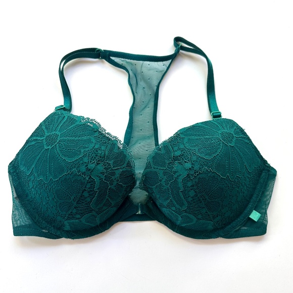 Victoria's Secret Other - Victorias Secret Green Push-Up Front Closure RacerBack Bra 34C NWT